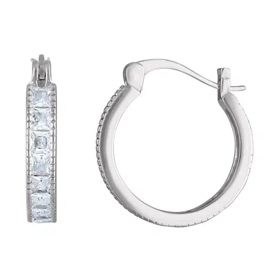 Designs By Gioelli Sterling Silver Cubic Zirconia Hoop Earrings In Silver