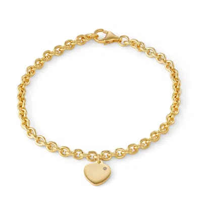 Junior Jewels 14k Gold Over Sterling Silver Genuine Diamod Heart Bracelet In Gold