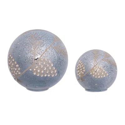 Melrose International Led Pinecone Globe (set Of 2) - Blue, Gray
