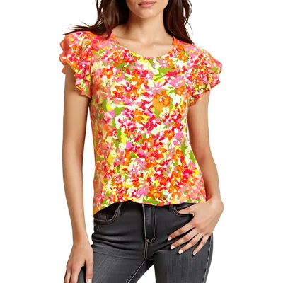 Cece Womens Printed Polyester Blouse In Black