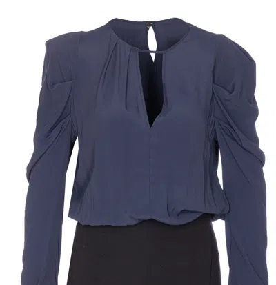 Pinko Omelette Dress With Bow And Keyhole In Blue