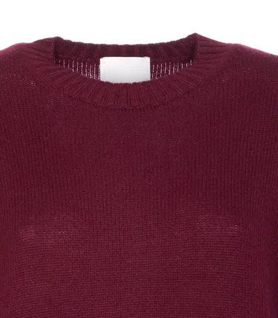 Allude Crew-neck Ribbed-knit Sweater In Burgundy