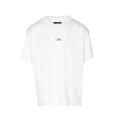 Mm6 Maison Margiela Cotton Crew-neck T-shirt With Numeric Signature Patch In White