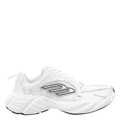 Balenciaga Monday Rubber-trimmed Leather Sneakers In Gray