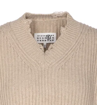 Mm6 Maison Margiela Beige Wool Sweater In Neutral