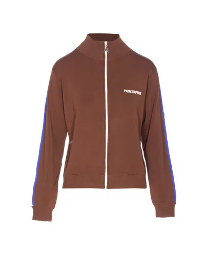 Patrizia Pepe Logo Zip Sweatshirt In Brown