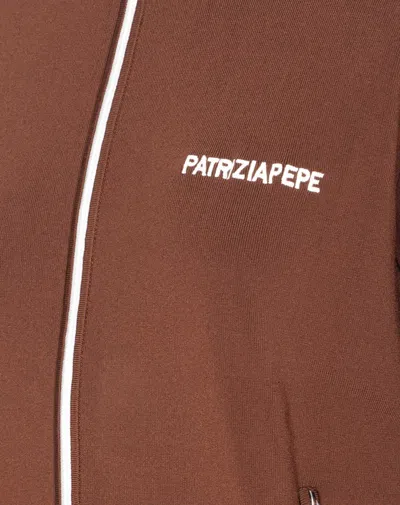 Patrizia Pepe Logo Zip Sweatshirt In Brown