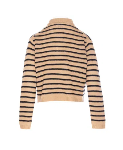 Allude Striped Sweater In Neutral