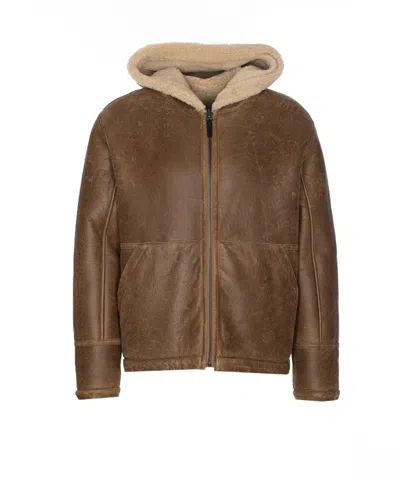 Yves Salomon Reversible Aviateur Shearling Jacket In Brown