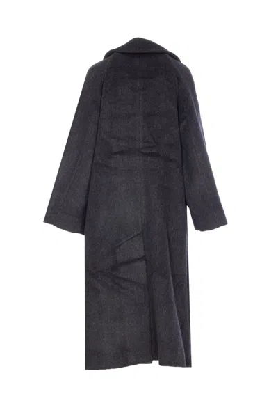 Ganni Double-face Wool Lace-up Coat In Gold