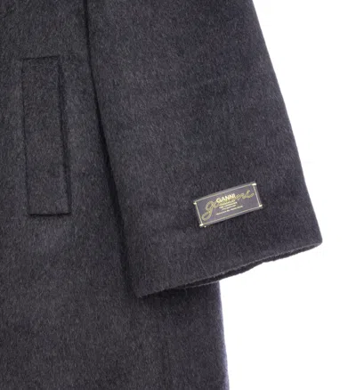 Ganni Double-face Wool Lace-up Coat In Gold