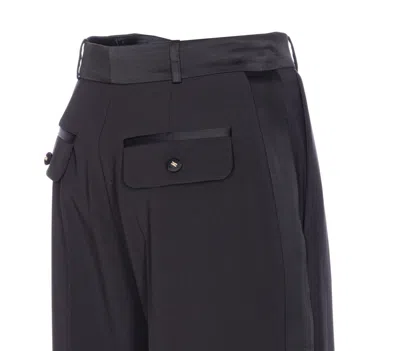 Elisabetta Franchi Black Trousers With Pleated Details In Fabric Woman In Blue