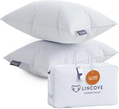 Lincove Down & Feather Bed Pillows - Luxury Hotel Collection, 100% Cotton, 600 Thread Count, Made In Usa - 2