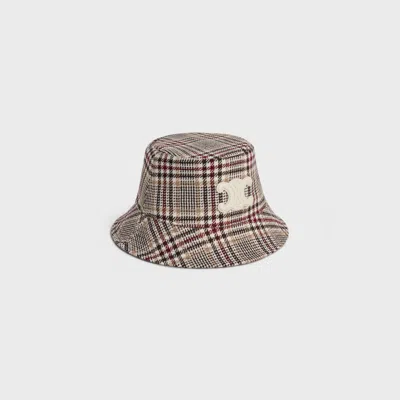 Celine Triomphe Bob Princes Of Wales Wool-blend Hat In Brown