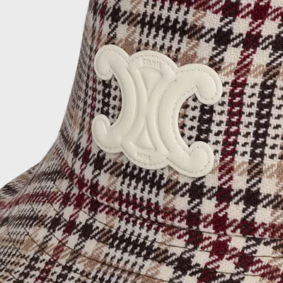 Celine Triomphe Bob Princes Of Wales Wool-blend Hat In Brown