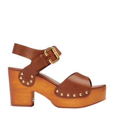 Chloé Chloe Jeannette Leather Platform Sandals In Brown