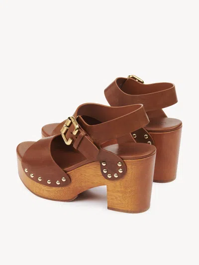 Chloé Chloe Jeannette Leather Platform Sandals In Brown
