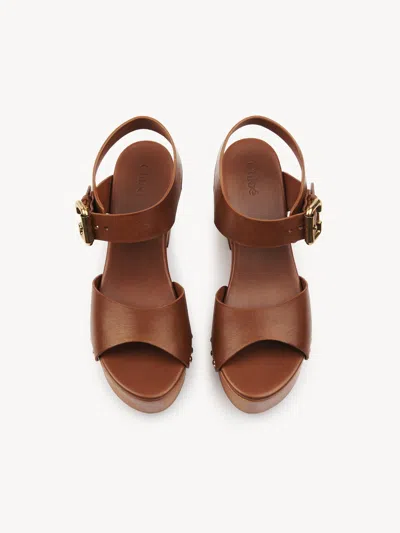 Chloé Chloe Jeannette Leather Platform Sandals In Brown