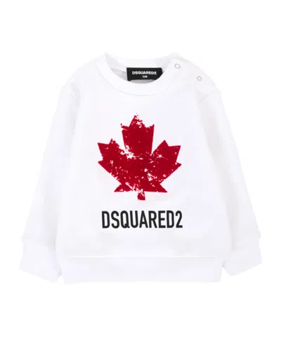 Dsquared2 Kids Maple Leaf Logo Sweatshirt In White