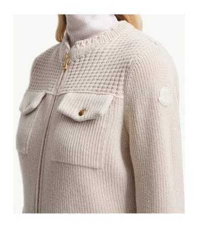 Moncler Padded Wool Zip-up Cardigan In Brown