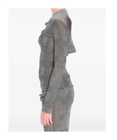 Jean Paul Gaultier Women Body Shadow And Prince Of Wales Print Mesh Top In Gray