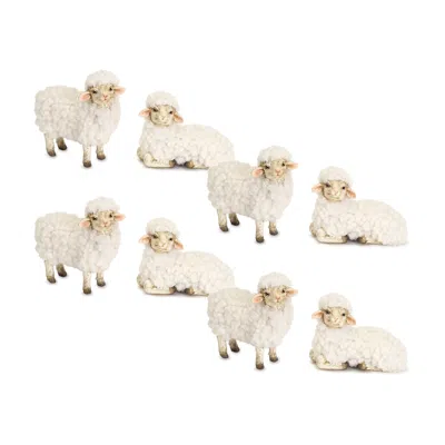 Melrose International Happy Tabletop Sheep Figurine (set Of 8) - White