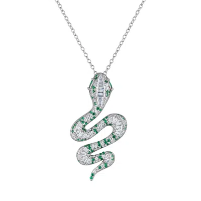 Designs By Gioelli Sterling Silver Cubic Zirconia Snake Pendant In Silver