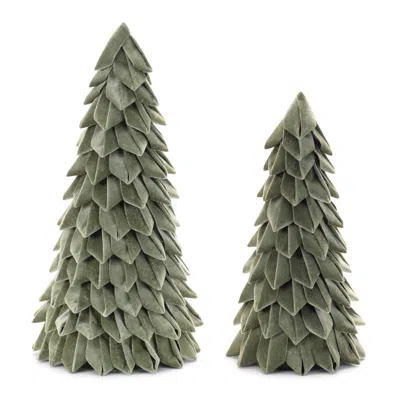 Melrose International Fabric Pine Tree (set Of 2) - Green
