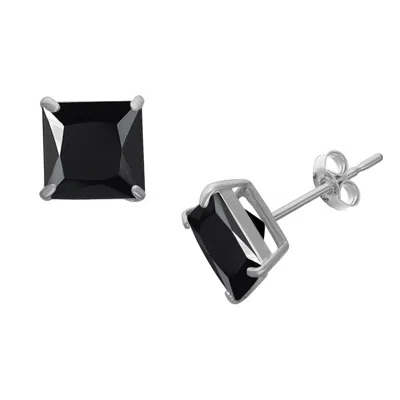 Designs By Gioelli Sterling Silver Cubic Zirconia Stud Earrings In Black