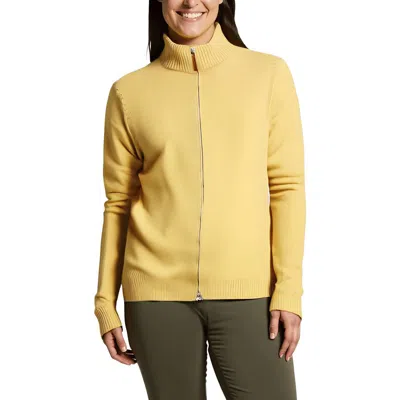 Lafayette 148 Cotton-silk Tape Fitted Bomber Sweater In Yellow