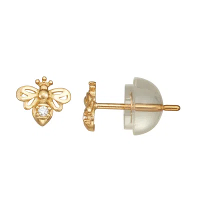 Junior Jewels 14k Yellow Gold Children's Diamond Bee Earrings In Gold