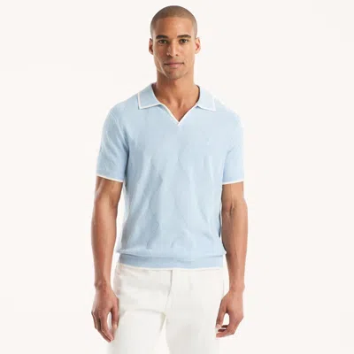 Nautica Mens Textured Argyle Sweater Polo In Blue