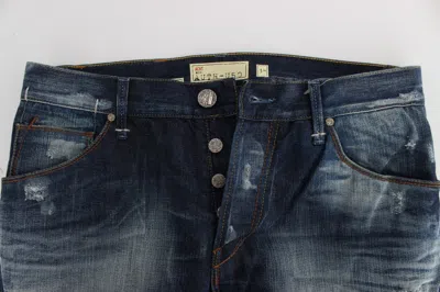 Acht Blue Wash Cotton Denim Regular Fit Men's Jeans In Blue