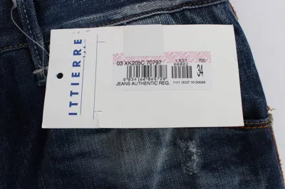 Acht Blue Wash Cotton Denim Regular Fit Men's Jeans In Blue
