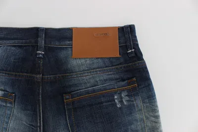 Acht Blue Wash Cotton Denim Regular Fit Men's Jeans In Blue