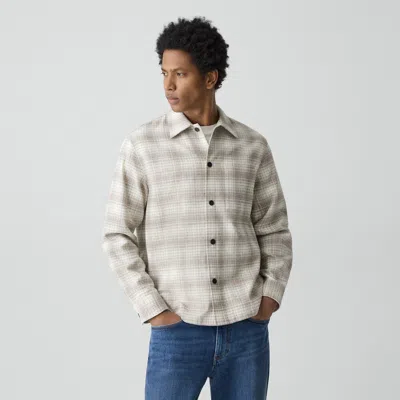 Theory Button-up Shirt In Textured Check In Gold