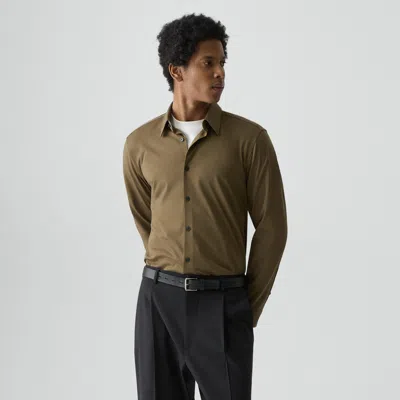 Theory Sylvain Nd Structure Knit Button-up Shirt In Green