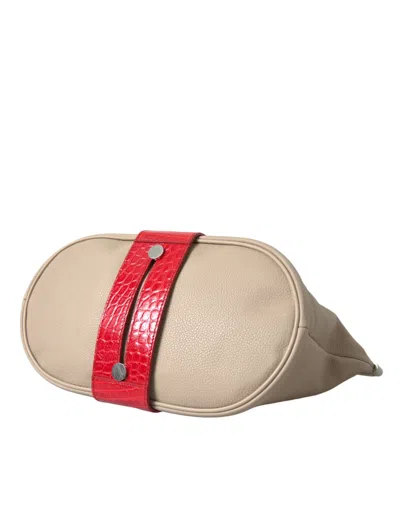 Balenciaga Beige Red Two Tone Exotic Leather Pouch Women's Bag In Sand