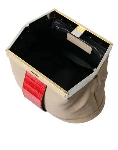 Balenciaga Beige Red Two Tone Exotic Leather Pouch Women's Bag In Sand