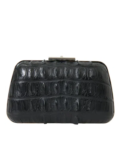 Balenciaga Black Exotic Skin Leather Shoulder Crossbody Box Clutch Women's Bag In Black