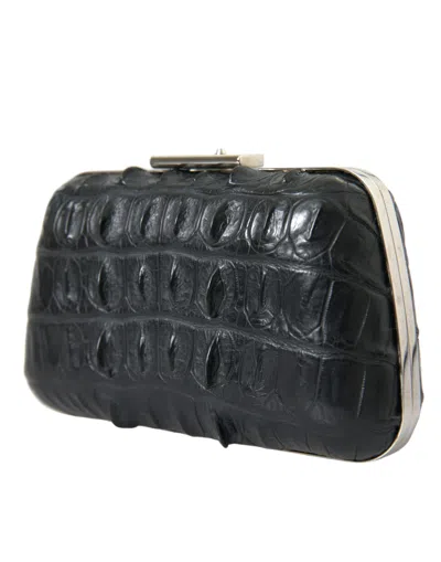 Balenciaga Black Exotic Skin Leather Shoulder Crossbody Box Clutch Women's Bag In Black