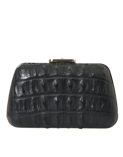 Balenciaga Black Exotic Skin Leather Shoulder Crossbody Box Clutch Women's Bag In Black