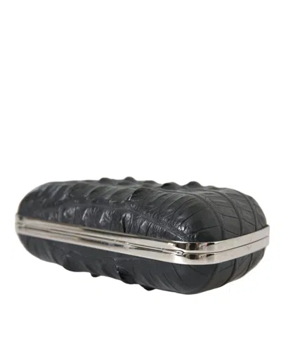 Balenciaga Black Exotic Skin Leather Shoulder Crossbody Box Clutch Women's Bag In Black