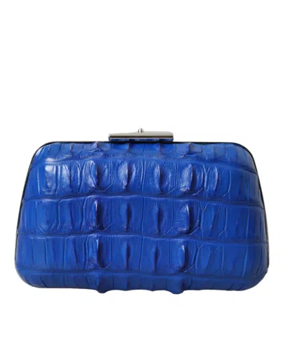 Balenciaga Blue Exotic Skin Leather Shoulder Crossbody Box Clutch Women's Bag In Blue