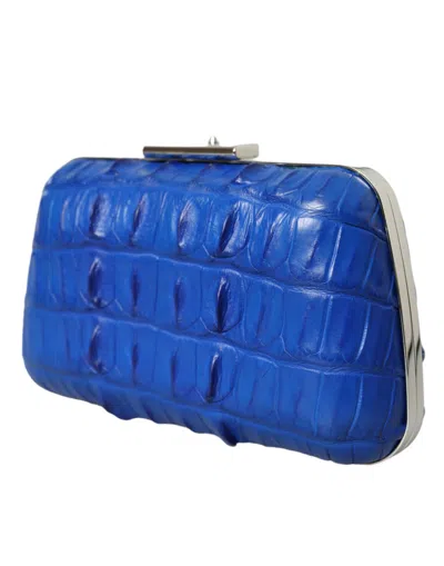 Balenciaga Blue Exotic Skin Leather Shoulder Crossbody Box Clutch Women's Bag In Blue