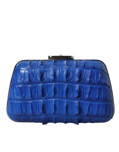 Balenciaga Blue Exotic Skin Leather Shoulder Crossbody Box Clutch Women's Bag In Blue