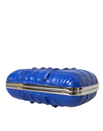 Balenciaga Blue Exotic Skin Leather Shoulder Crossbody Box Clutch Women's Bag In Blue