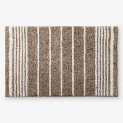 The Company Store Plush Spa Stripe Bath Rug In Brown