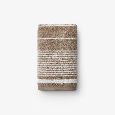 The Company Store Plush Spa Stripe Hand Towel In Brown