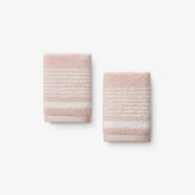 The Company Store Plush Spa Stripe Washcloths, Set Of 2 In Pink